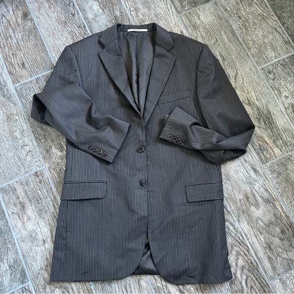 Burberry London Pinstriped Blazer, Brown Blue, 100% Wool, Men’s Size 40 Long - Picture 15 of 15